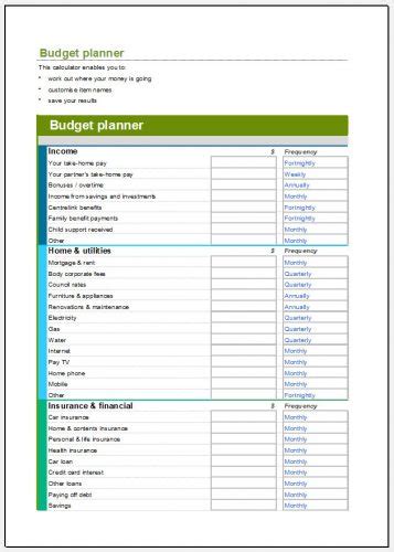 printable excel budget template templateral