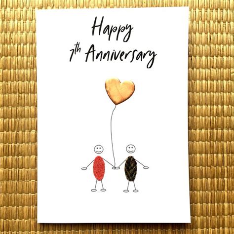 7th Wedding Anniversary Card Wool Anniversary Copper Etsy Uk