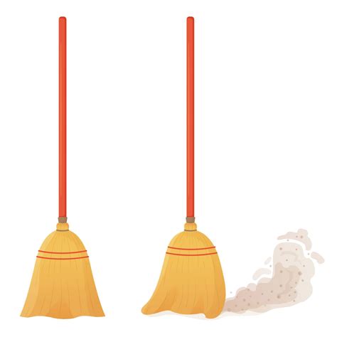 Cartoon Broom Set A Broom Sweeps Dust And Dirt Equipment And Tools