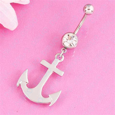 Free Shipping Dangle Anchor Belly Ring Navel Bar Body Piercing Jewelry