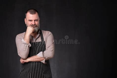 Man In Apron Confident Mature Handsome Man White Background Cooking As Professional Occupation