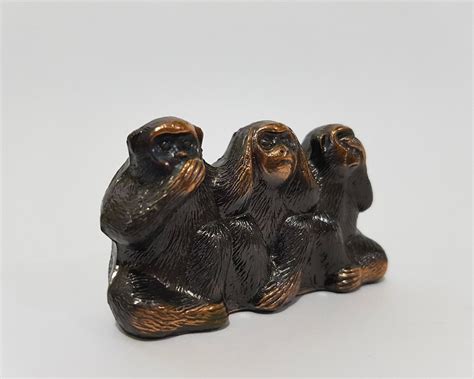 Vintage Brass Three Wise Monkeys Figurine Speak No Evil Hear Etsy