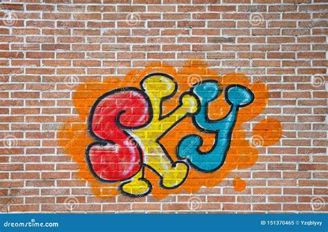 Street Graffiti Painting Art On Brick Wall Stock Image Image Of