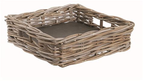 Desktop storage basket hand woven rattan 3 compartment storage box handmade new. Grey Rattan Square Tray | Bliss and Bloom