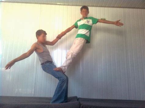 Jointly practicing yoga with another person can ease the advance poses for you and at the same multitude the benefits of yoga. 2 Person Simple Stunts | Cousins doing pairs acro ...
