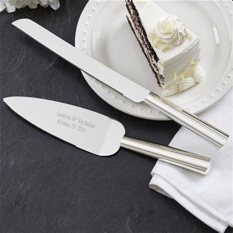 Engraved Wedding Cake Knife And Server Modern Wedding