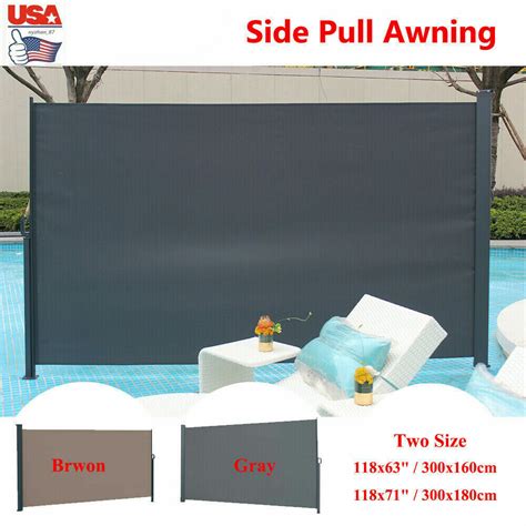 10x5 Retractable Side Pull Windbreaker Sun Shade Sail Awning Home