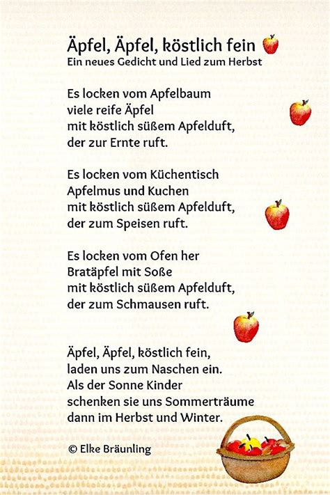 Äpfel Äpfel Köstlich Fein Elkes Kindergeschichten Herbstgedichte