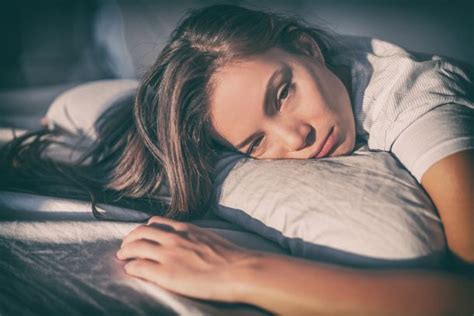 Tired Woman Lying In Bed Cant Sleep Late At Night With Insomnia Dr