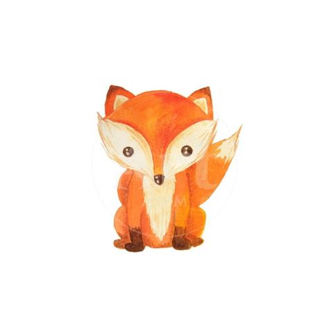 Cute Cartoon Watercolor Forest Animal Hand Painted Lovely Baby Fox