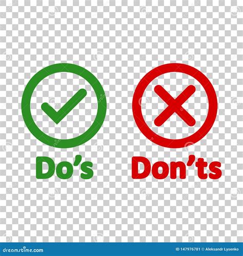 Do And Don T Or Like And Unlike Icons W Positive And Negative Sy Vector