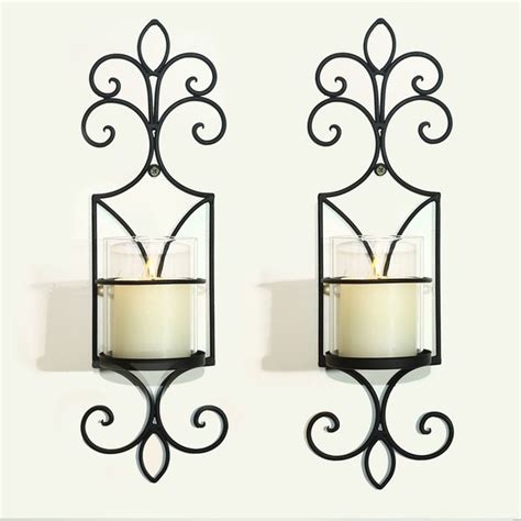 Shop Adeco Brown Iron Vertical Wall Hanging Candle Holder Sconce