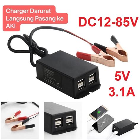 Jual Adaptor Charger Hp Darurat Pasang Ke Aki Motor Mobil Universal Usb Sambungan Charger