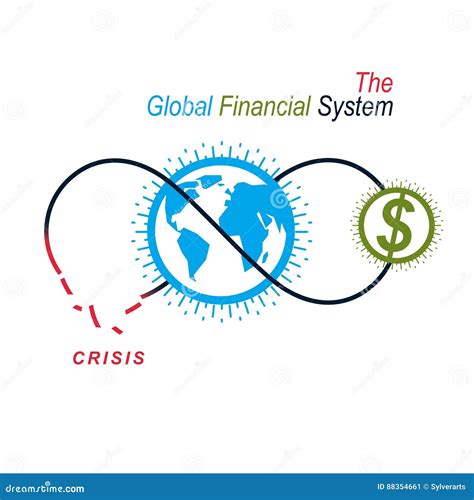 The Crisis In Global Financial System Conceptual Logo Unique Vector