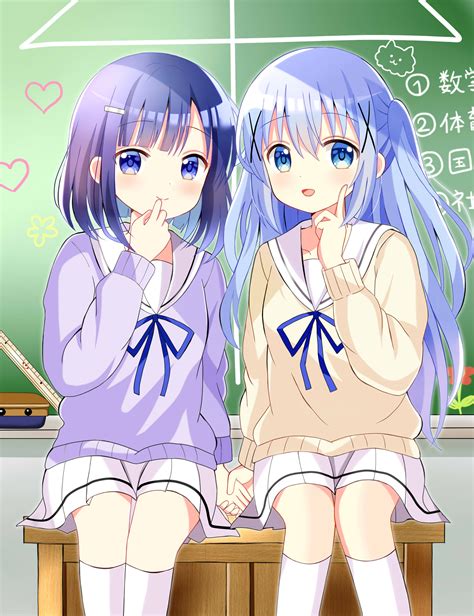 Kafuu Chino And Fuiba Fuyu Gochuumon Wa Usagi Desu Ka Drawn By