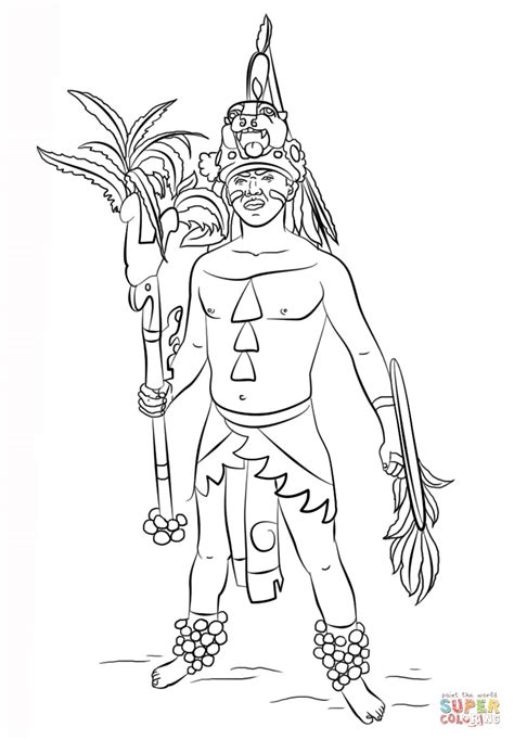 Con nuestras prendas podrás disfrazarte de guerrero vikingo o de mujer guerrera, pero también de aldeano o de campesino medieval. Dibujo de Guerrero Maya para colorear | Dibujos para colorear imprimir gratis