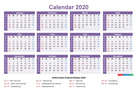 Calendar Week To A Page 2020 Calendar Printables Free Templates