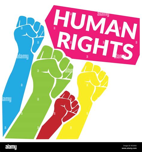 Human Rights Concept Colorful Of Human Fist Hand Raise Up To The Sky