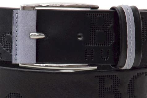 Hugo Boss Men S Millow Black Genuine Leather Embossed Logo Belt Joylot Com