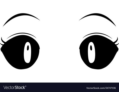 Cute Anime Style Big Black Eyes With Normal Vector Image