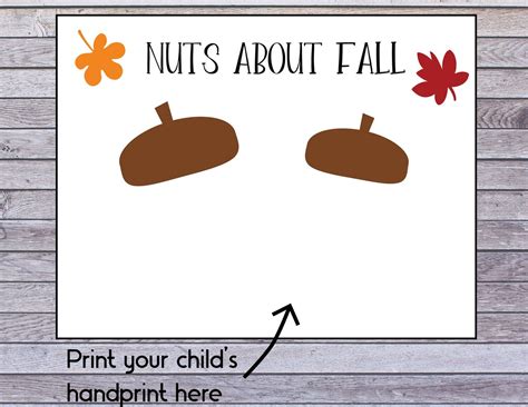 Nuts About Fall Handprint Crafts Printable Footprint Art Etsy Fall