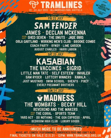 Tramlines Festival Line Up 2022 Print Event Poster Promo Bands Acts