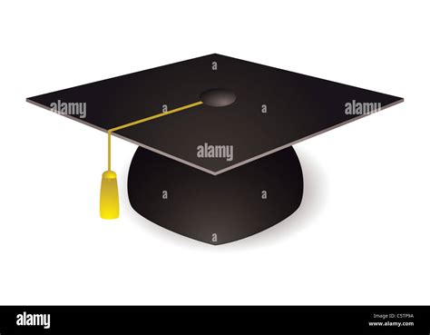 Graduación Birrete Negro Hat Con Revestimiento De Oro Fotografía De