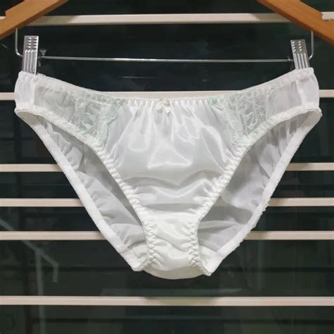 vintage silky nylon panties sheer white bikini sissy lace brief sz 8 hip 42 45 20 98 picclick