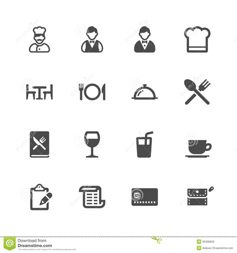 Restaurant Icons Logo Black And White Vector Illustration