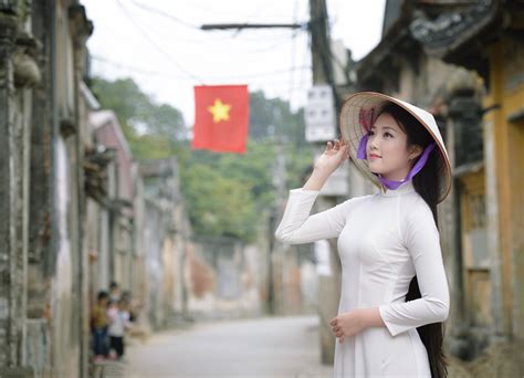 asian asian conical hat girl model ao dai women 1080p vietnamese hd wallpaper