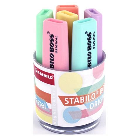 Stabilo Boss Original Jar Of 6 Pastel Highlighters