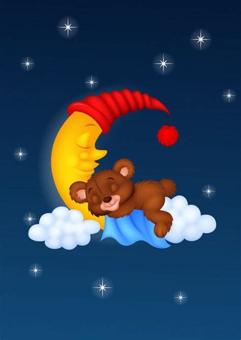 Premium Vector The Teddy Bear Sleep On The Moon Teddy Bear Cartoon
