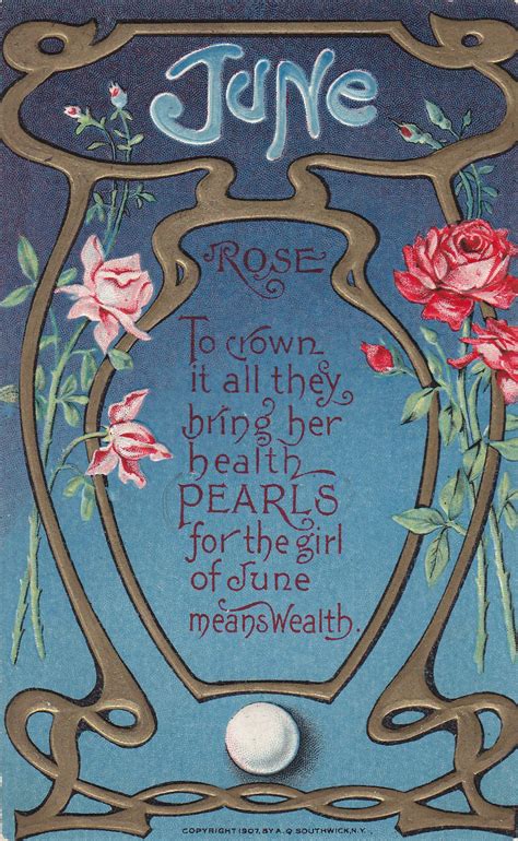 Natives born on june 16 birthdays are easygoing, expressive and tolerant. Southwick Months | June birth stone, Old postcards ...