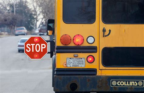 School Bus With Flashing Red Lights And Extended Stop Arm Free Dmv Test