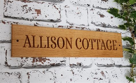 Dekoration Personalised Oak House Sign Custom Engraved Outdoor Wooden