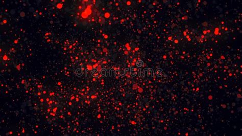 Abstract Animation Of Glittering Red Particles Motion On A Black