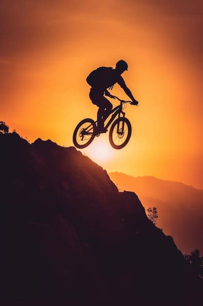Premium Photo Silhouette Of A Man Flying Through The Air While Riding