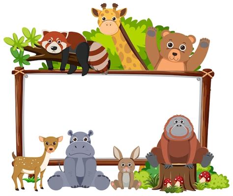 Free Vector Blank Board With Wild Animals
