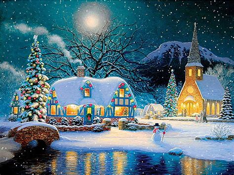 720p Free Download Christmas Eve Night Moon Tree Christmas Snow