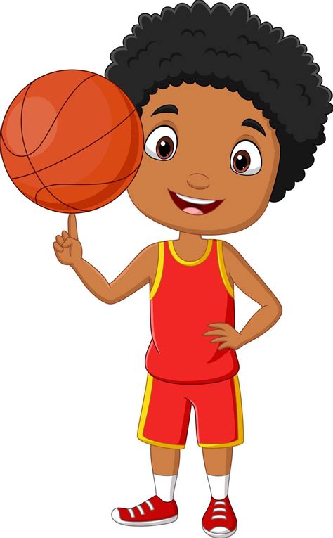 Cartoon African American Boy Playing Basketball 7098219 Vector Art At