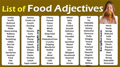 List Of Food Adjectives Pdf Describing Food In English Engdic