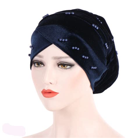 Buy Women Velvet Muslim Stretch Turban Hat Ladies