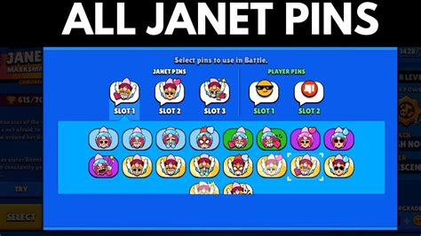 All Janet Pins Brawl Stars Youtube