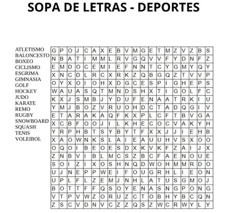 Sopa De Letras Para Imprimir Nombres De Deportes