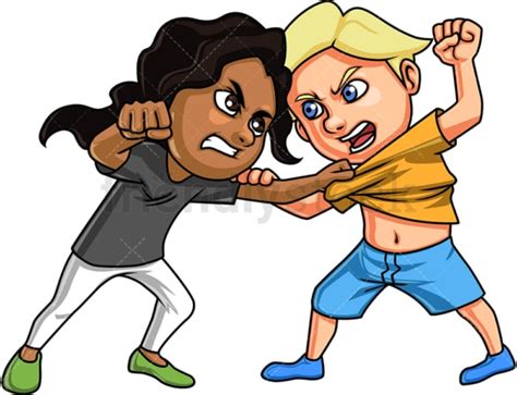 Girl And Boy Fighting Cartoon Clipart Vector Friendlystock