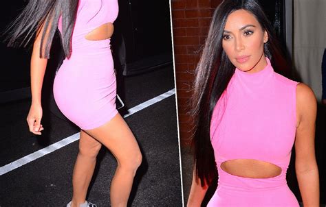 Kim Kardashian Flaunts Curves In Pink Mini Dress