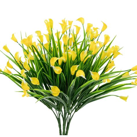 And evidently the ones made for outdoor use are made to stand up to the effects of the sun so that they won't fade, or so tell me…have you ever used faux flowers and plants outside? 4 Pcs Artificial Flowers Outdoor Yellow Calla Lily Fake ...