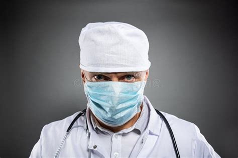 Doctor Face Wearing Medical Protective Mask Stock Image Image Of