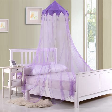 Kids bed canopy with hanging mosquito net for baby crib nook. Casablanca Harlequin Collapsible Hoop Kids Sheer Bed Canopy