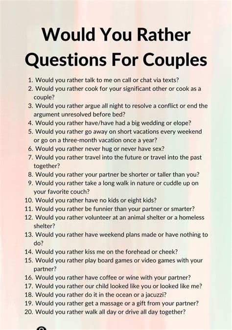 Fun Would You Rather Questions For Couples Fun Questions To Ask Romantic Questions Intimate